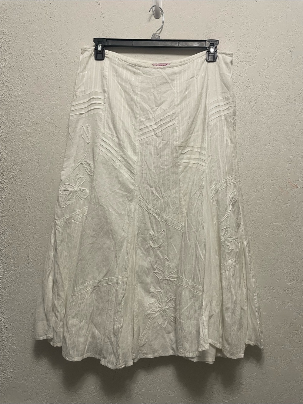 Per Una Cotton Maxi Skirt Womens Size 16 White Embroidered Long